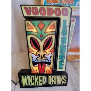 RARE voodoo lounge wicked drinks unique light up sign tiki home decor